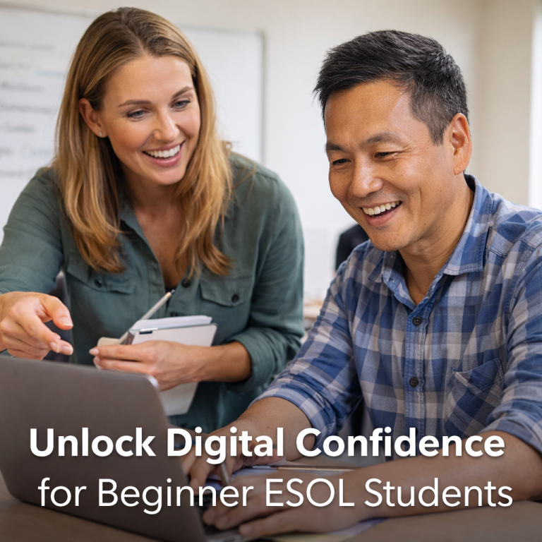 Project 1: Unlock Digital Confidence for Beginner ESOL learners A professional learning project focused on helping educators integrate digital literacy into ESOL instruction with clarity, purpose, and dig